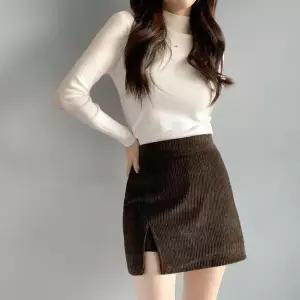 [신세계라이브쇼핑][옷자락] 여성 따뜻한 겨울 골덴 트임 미니스커트 바지