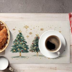 VIKAMA 4/6/8/10PCS 크리스마스 식사 매트 골드 그린 트리 레스토랑 테이블 컵 커피 홈 인테리어