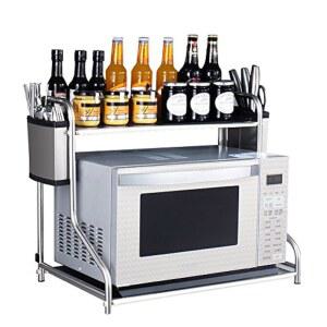 주방 선반 스테인리스 전자레인지 수납 이중 벽걸이 (사이즈: B533748cm)