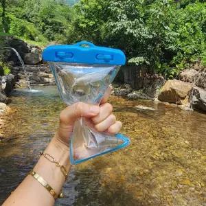 케이스 물놀이 소지품케이스 핸드폰 팩 풀장 여행 방수 터치 블루 파우치