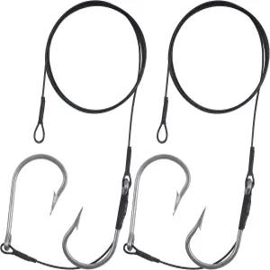 샤크 리그 스테인리스 스틸 트윈 낚시 후크 400LB 나일론 코팅 케이블 리더 리깅 소금물 바다 더블 드롭