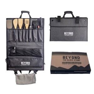 비욘드 더 블랙 스텀프 캠프 주방 정리함 및 식기 키트 14개 세트 여행 그릴 액세서리 휴대용 캠핑 장비