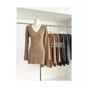 마킷3 여성 미니스커트 슬림핏 굵은 니트 원피스 겨울 브이넥 이너 힙업 스커트 JEN4