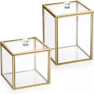 코튼볼 메이크업용 뚜껑 골드 욕실 용기가 있는 Hipiwe 2팩 유리 큐팁 홀더 디스펜서 스펀지 목욕 소금