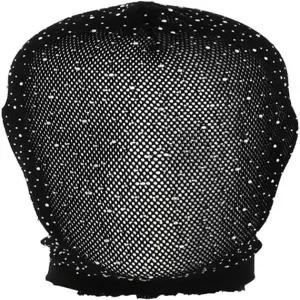 블랙 크리스탈 엘라스틱 메시 라인스톤 가면 피쉬넷 헤드웨어 헤어밴드 터번 헤드 커버 랩을 통해 얼굴