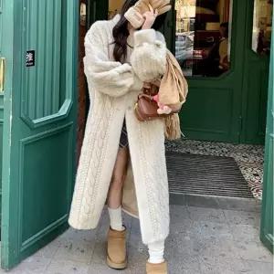 후드 롱가디건 여성 단추 퍼 밍크퍼 페이크퍼 롱 겨울 따뜻한 코트