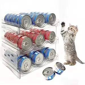 고양이 사료 캔 정리함 팬트리용 3겹 투명 보관 용기에 54개(3.5온스) 통조림 식품 및 조리대 주방 캐비닛