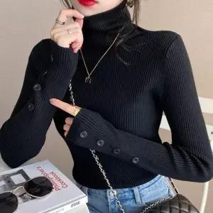 (색상 블랙)여성겨울니트 여성 폴라니트티 블랙 터틀 폴라 골지 티 목 니트 겨울 넥