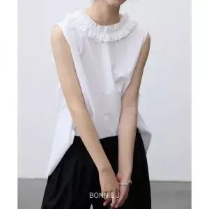 보니제이 민소매 단추 트임 리버시블 블라우스 화이트 블랙 여 2854205