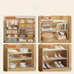 조절 가능 폭의 옷장 칸막이 철제 선반 정리대 옷 신발 가방용 심플 스타일 수납 랙 침실용