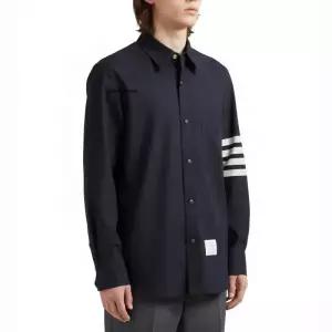 톰브라운 4바 스트라이프 울 스냅 셔츠형 자켓