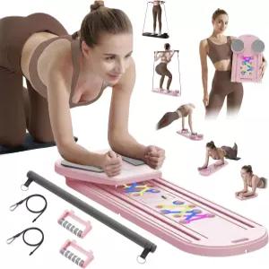 필라테스 보드 리포머 세트 홈 운동용 다기능 접이식 복근 코어 트레이너 여성용 남성용 및 초보자를 위한