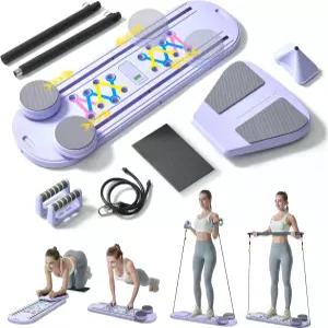 막손 필라테스 보드 - 가정용 6-in-1 접이식 리포머 슬라이딩 기능이 있는 퍼플 장비 여성용 경량 코어
