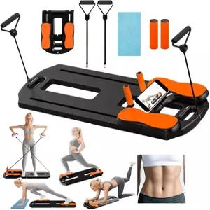 필라테스 보드 휴대폰 홀더가 있는 접이식 리포머 머신 7-in-1 다목적 휴대용 홈 키트 운동 피트니스