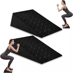 굽 높이 스쿼트용 스쿼트 웨지 블록 2개 세트 이동성 균형 개선 및 역도 종아리 스트레칭기 경사 보드