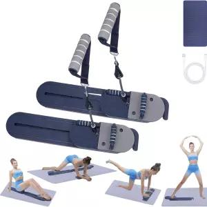 저항 밴드가 있는 필라테스 리포머 머신 - 홈 운동을 위한 업그레이드된 다기능 피트니스 보드 푸시업 앱