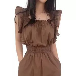 여름점프수트 와이드 프릴 린넨 undefined