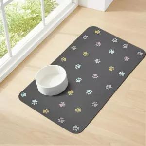 음식과 물을 위한 Yetstock 고양이 사료 매트 흡수견 24인치 X 16인치 발 다크 그레이용 빠른 건조견 볼