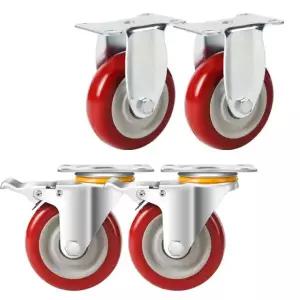 핸드카 우레탄바퀴 중장비 레드 휠 구루마 산업용 5인치 브레이크 바퀴