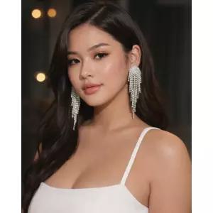 당일발송 라운드 미인 드롭 큐빅 귀걸이 나바코리아 연주회 시합  시상식 웨딩 실버925 은침