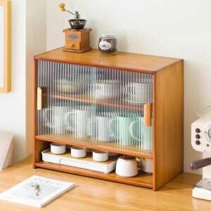 주방 유리 찬장 미니 카페장 201 주방찬장 38x두께 부엌수납장 다기 원목 2단