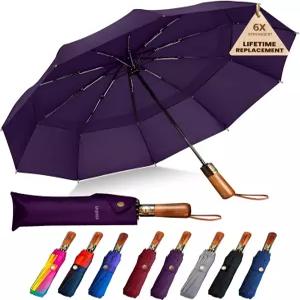 SIEPASA 49인치/54인치/62인치 방풍 골프 우산 - 자동 개폐 실제 나무 손잡이 바람 비 햇빛 보호를 위한