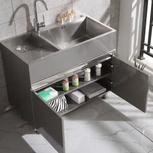 애벌빨래 개수대 세탁실 탕비실 60cm 이동식 68x45cm 수전 61cm 플라스틱 없음