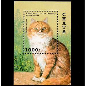 호환 1996 고양이 기념품 시트 우표 신상 콩고 우편 우표 MNH 1
