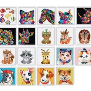 데코비즈 액자 만들기 동물 19종 15x15cm 일체형 보석십자수 비즈 초등 미술 활동