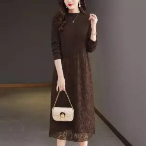 여자원피스 레이스 원피스 가을 겨울 분위기 스웨터 스커트 롱 슬림핏 원템4