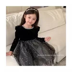 제니 블랙 벨벳 원피스 여아 유아 단아한 생일 파티 드레스