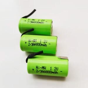 DIY 전기 면도기용 니켈 테이프가 포함된 2/3AA 800mAh 1.2V NIMH 충전식 배터리 팩