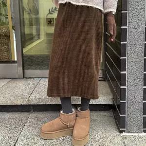 포케 벨로아 밴딩 롱 스커트 겨울 데일리 코듀로이 골덴치마