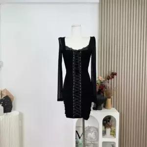 마르소 여성미니스커트 원피스 끈 브이넥 가을 겨울 슬림핏 힙업 스커트 UNO4