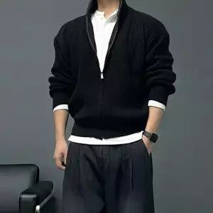 남자 풀 집업 두꺼운 오버핏 겨울 니트 가디건