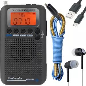 HanRongDa 휴대용 CB 라디오 스피커 및 백라이트 포함 VHF FM AM 단파 연장 안테나 700mAh 배터리가 있는