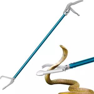 GYORGKSHI 60인치 뱀 집게 전문가용 알루미늄 합금 표준 파충류 잡기 래틀 뱀잡이 넓은 턱 손잡이 도구