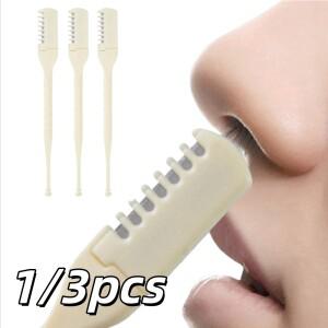 13개 360 ° 회전식 코털 트리머 수동 콧구멍 청소 브러시 안전 플라스틱 이중 헤드 2-in-1 눈썹 가위 도구