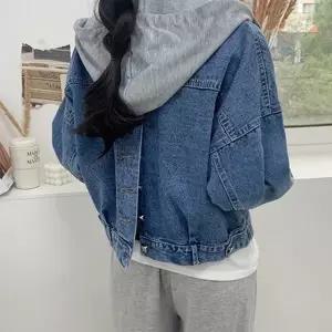 탈부착 배색 데님 자켓 크롭 길이일리 겨울 방풍 아우터 바람막플리스후드 다운 점퍼 코트 가을 하객룩