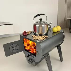 거꾸로타는 화목난로 주물 야외 캠핑 펠릿 강형 망간강 벽난로 중간 화로