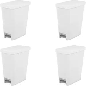 주방이나 욕실 뚜껑 11갤런 슬림 스텝온 쓰레기통 손이 필요 없는 공간 절약형 흰색 4팩