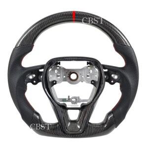 토요타 캠리 XV70 코롤라 E210 RAV4 XA50 - 스포츠 디자인 가죽 그립용 고광택 카본 파이버 스티어링 휠
