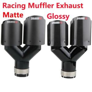 63mm 자동차 카본 파이버 머플러 팁 Y자형 이중 배출구 배기 파이프 범용 엔드 개조 액세서리