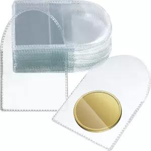 미모루 100개 싱글 포켓 코인 플립 2 x 인치 개별 클리어 컷 테이블 플라스틱 슬리브 홀더 작은 동전