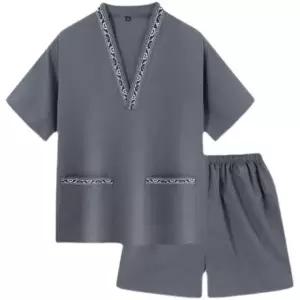 숯가마옷 찜질방옷 황통 빅사이즈 커플 찜질복 세트 다크그레이 남성용 XL