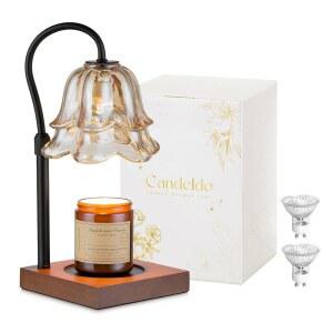 타이머가 있는 캔들도 캔들 워머 램프: 플라워 블랙 램프 높이 조절 가능 빈티지 홈 침실 장식 생일 선물 여성용