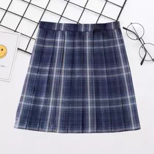 기장선택 체크무늬 교복 교복치마 학생복 네이비 (WFKC2TN)