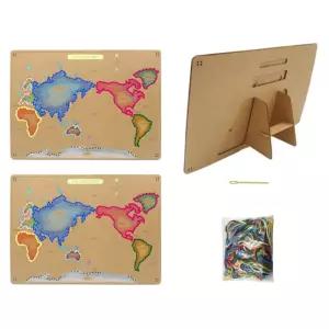 바느질 세계지도 액자 만들기 2개 대륙 나라 학습교구