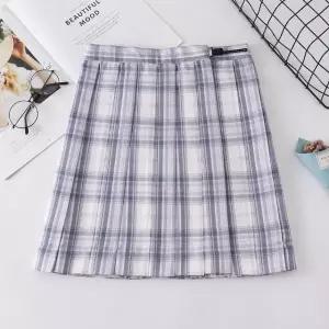 교복치마 사선체크 기장선택 학생복 라이트퍼플 교복 (WFKC2TI)