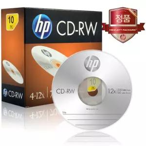 HP Media CDRW 412x 700MB 1P 슬림 케이스 10장 CD/공씨디/고급공씨디/공사무용/공리필형/공시디